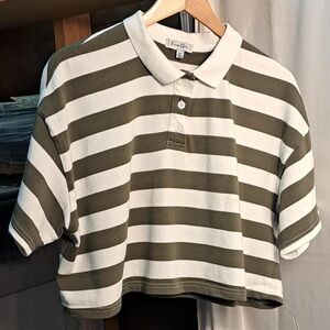 Fiorucci Striped Polo in Olive and White